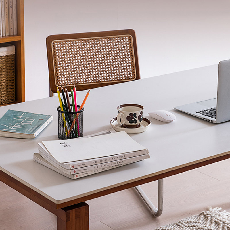 Blanc / pierre rectangulaire brun clair + table de salle à manger papillon en bois massif