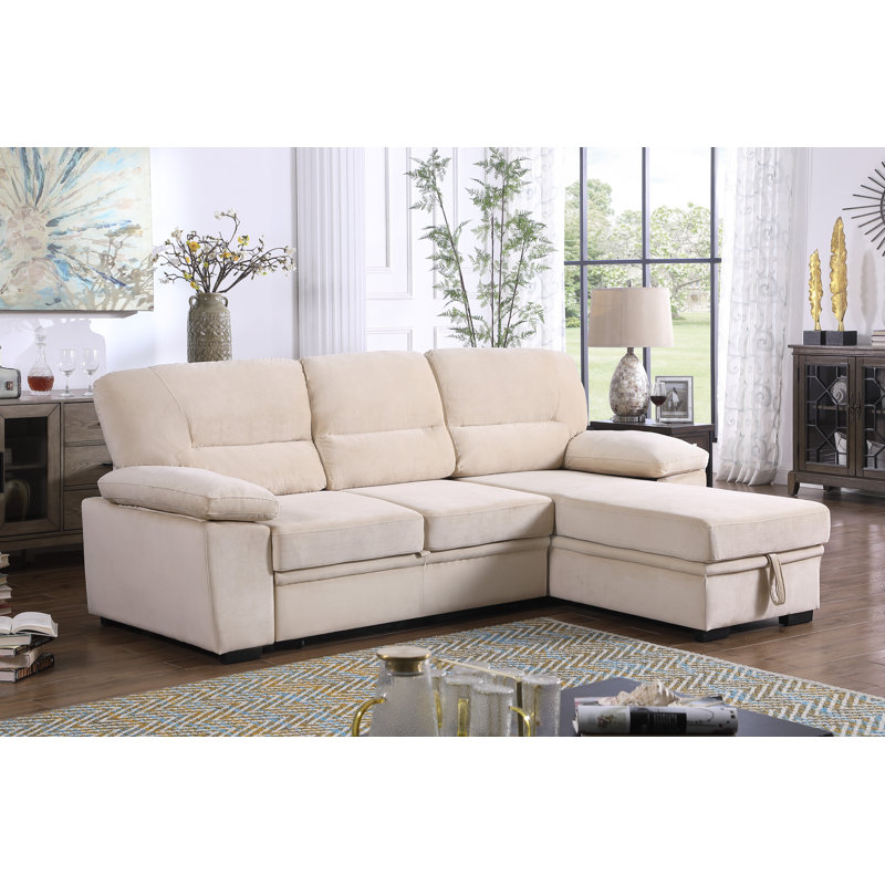 97.5'' Wide Reversible Sleeper Sofa & Chaise, Beige