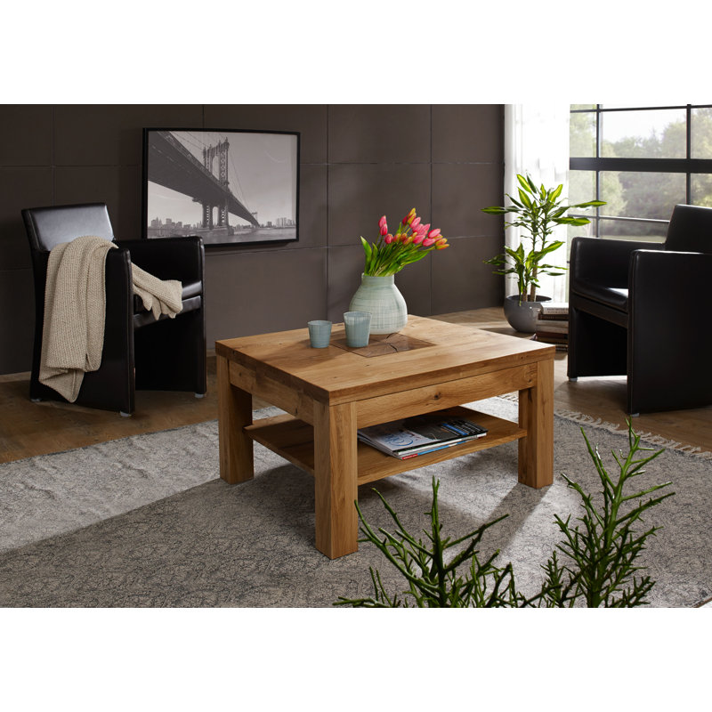 Aidian Solid Wood Solid Wood Coffee Table with Storage, Oak