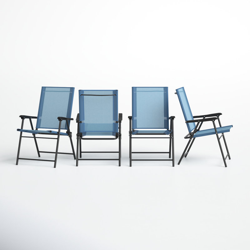 Ensemble de 4 chaises de patio pliantes Antiwan, Bleu