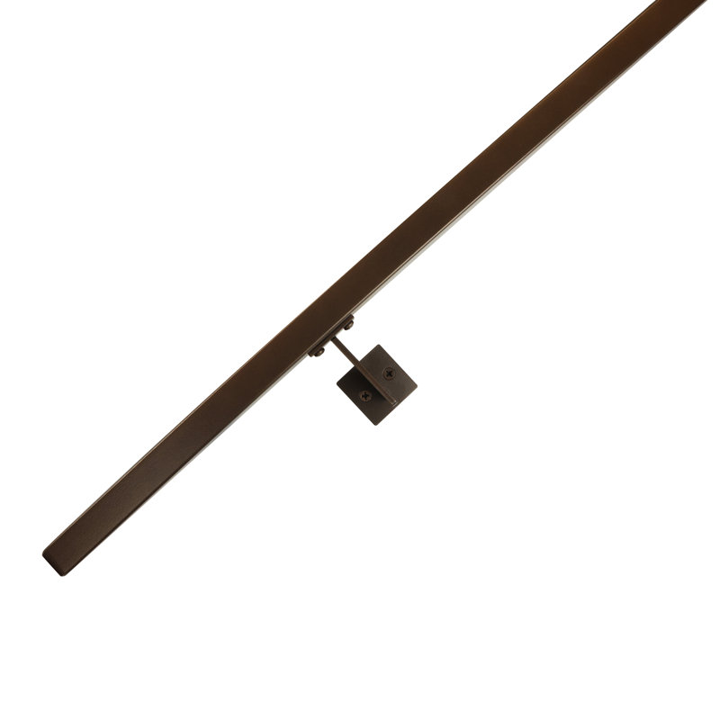 Urban Contemporary Handrail Grab Bar Kit, L Steel Brackets, Returns to Wall, Powder Coat, 108" W, Bronze