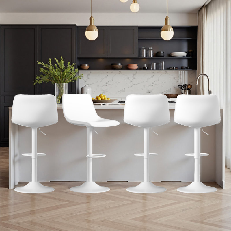 Esmay Adjustable Bar Stools with PU Leather Seats, Swivel Counter Height Chairs with Base and Gas Lift – Modern Bar Chairs for Kitchen Island, Breakfast Bar, Home Lounge Use
