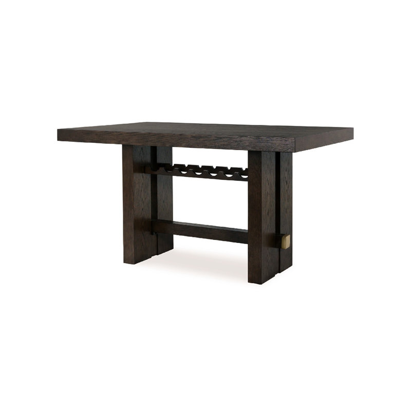 Table à hauteur de comptoir Haus, plateau rectangulaire de 66 pouces, bois brun foncé