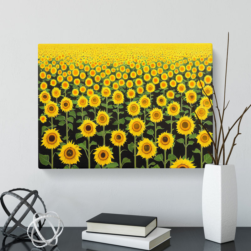 Ideal Sunflower Field - Wrapped Canvas Print, 35cm H x 50cm W x 3cm D