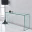 Console en verre, console en verre trempé transparent avec bureaux à bords arrondis, table de canapé
