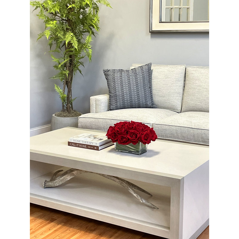 Rose Arrangement In Glass Vase, Red