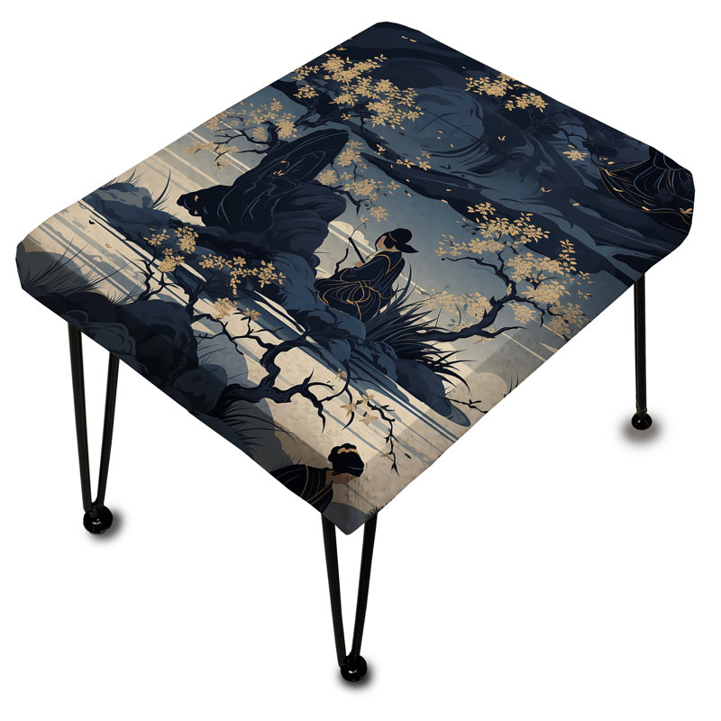 Silhouettes de Samouraï bleu du Japon - Repose-pieds rectangulaire japonais