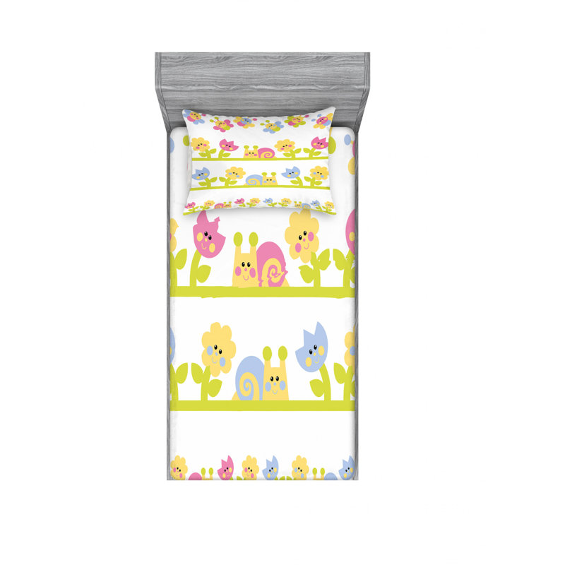 Ensemble de draps caricature, Ensemble de draps pour lit simple avec drap-housse