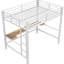 Lit mezzanine en métal pour jouer avec bureau et DEL, structure pleine grandeur blanche, structure robuste à utilisation polyvalente, facile à assembler, espace-1198673858