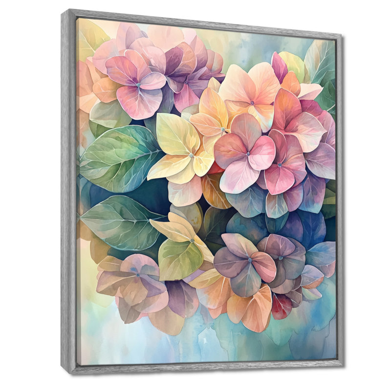 «Abstract Hydrangea Summer Reflection I - Hydrangea», art mural encadré, Argent argent, Reproduction avec cadre flottant
