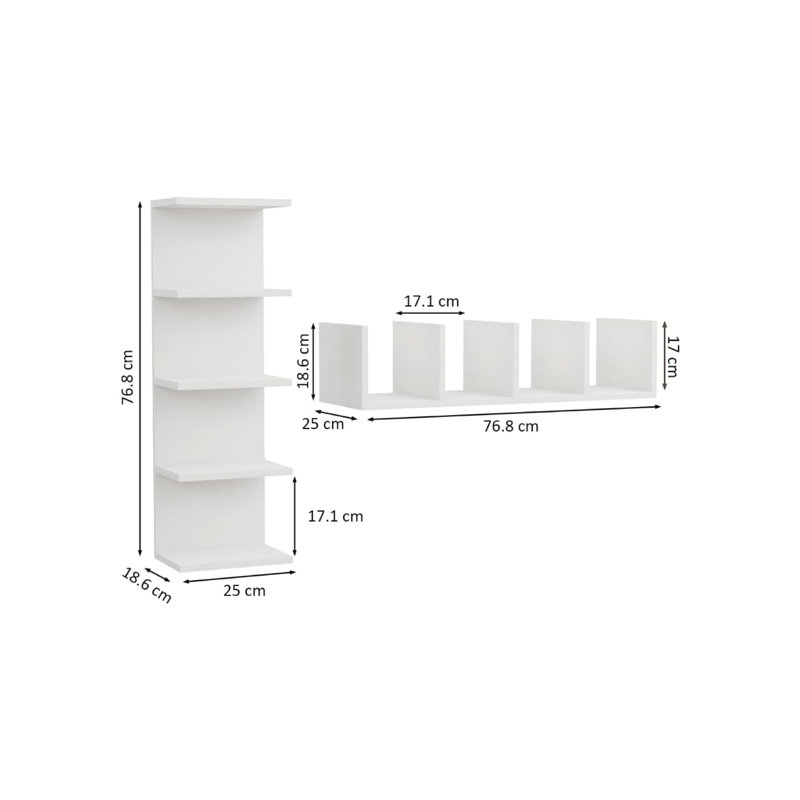 25cm W Manufactured Wood Wall Mounted Shelving Unit