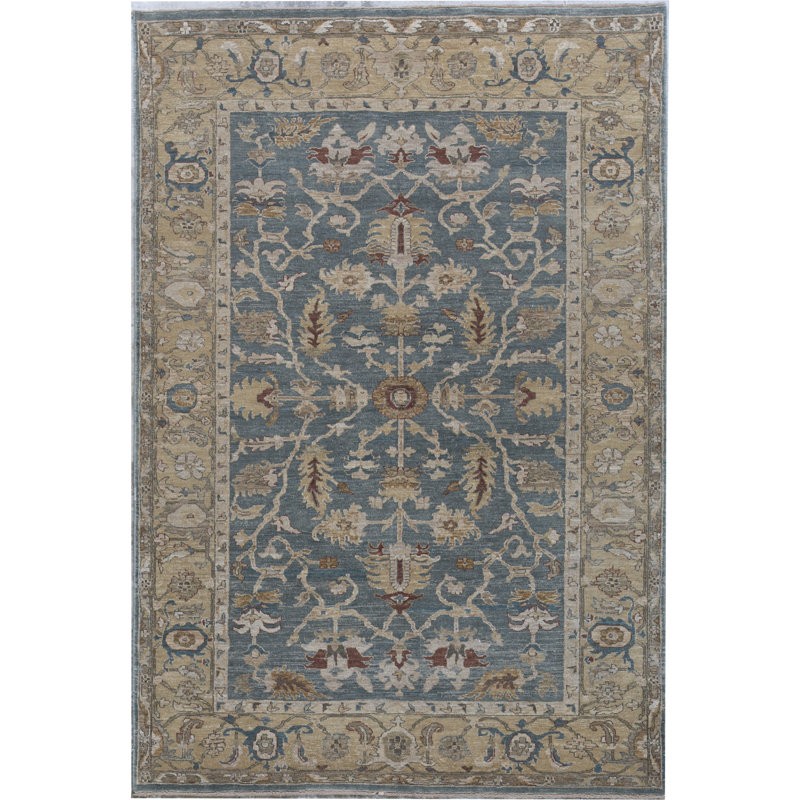 Ziegler Wool Oriental Area Rug in Blue/Beige/Green