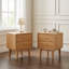 Ensemble de 2 tables de chevet basses et étroites en chêne massif avec 2 tiroirs MCM-1893050100