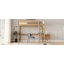 Lit mezzanine simple avec bureau, structure de lit mezzanine rembourrée avec échelle, barrières de sécurité, bois d'hévéa, tête / pied de lit en tissu molletonné