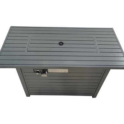 25'' H X 42'' W Steel Propane Outdoor Fire Pit Table With Lid (Grey)