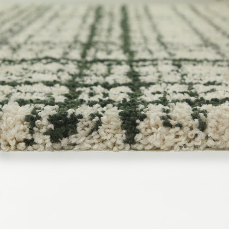 Circe Green Modern Abstract Plaid Area Rug, Rectangle 7'10" x 10'