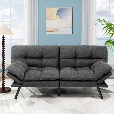 Canapé-lit futon de 71 po avec accoudoirs et dossier réglables, causeuse convertible multifonctionnelle pour salon, appartement, bureau