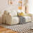 78.74" Cream-style Off-white Leather Power Sofa Bed