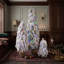 Ensemble de trois sapins de Noël artificiels pré-illuminés et floqués de lumières