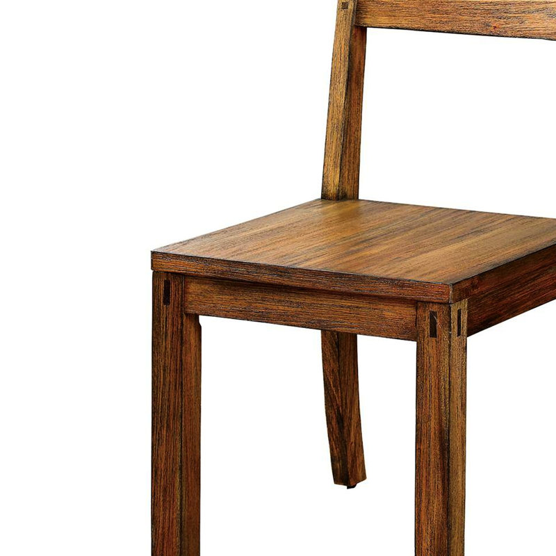 2Pcs Rustic Dark Oak Solid Wood Chair, Dining With Panel Back Element Room Chairs, Rustic, Of 2,