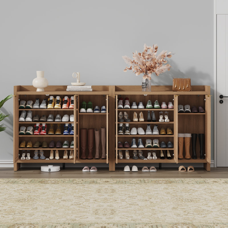 Armoire de rangement pour chaussures Chada 30 paires avec 3 portes et tablettes réglables Chada, Brun