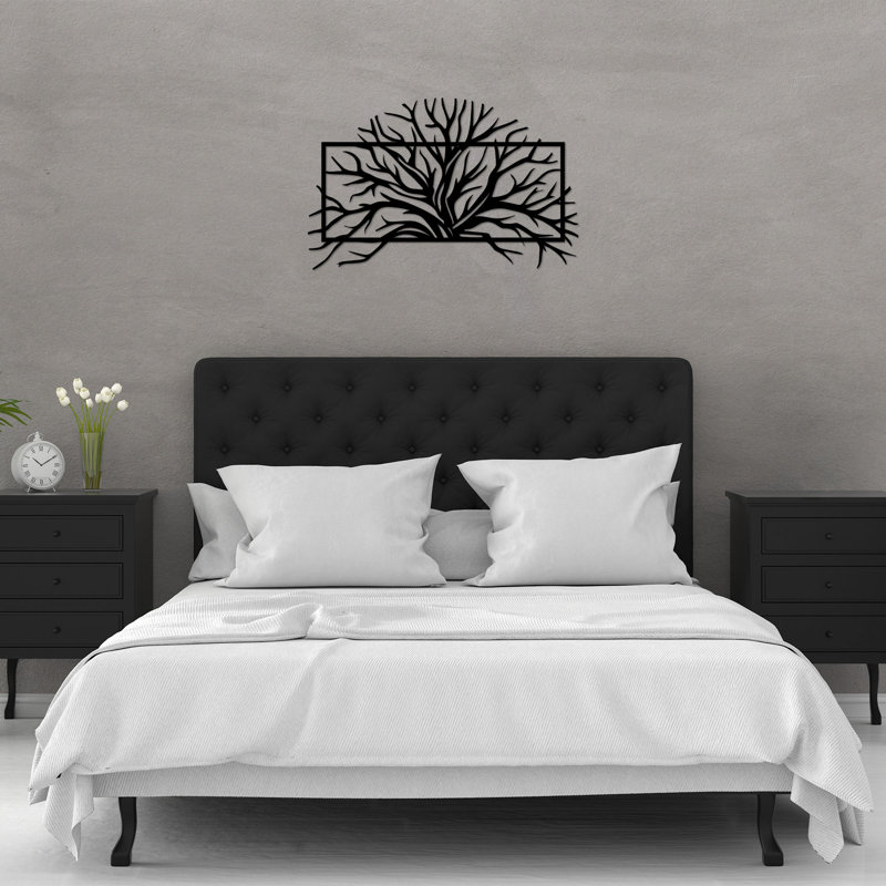 Élégant accessoire mural en métal noir, 27,6 po x 17,3 po | 100% métal durable (épaisseur: 0,06 pouce) | Conception murale facile | Parfait pour la décoration intérieure, le salon et les espaces de bureau, style élégant et moderne