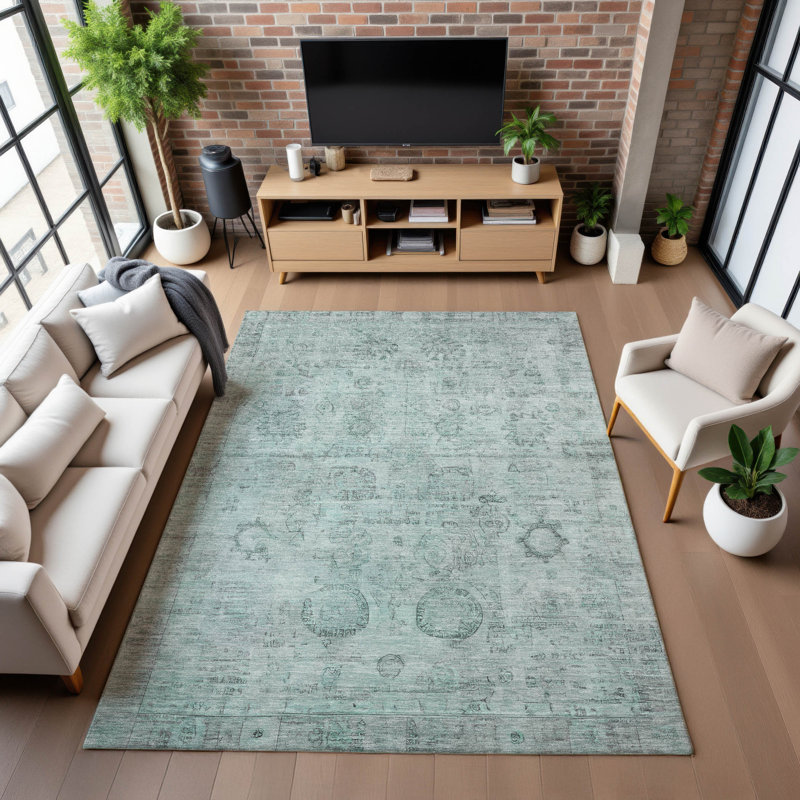 Premium Machine Washable Mayfield AMF1769 Border Rug, Rectangle 9' x 12'