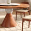 Table de salle à manger ronde en bois massif avec piédestal sculptural sphérique à cône | Table de salle à manger de style campagne moderne pour 4 à 8 personnes-1139219508-1139219510