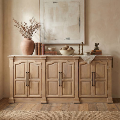 6-door Carved Solid Wood Sideboard