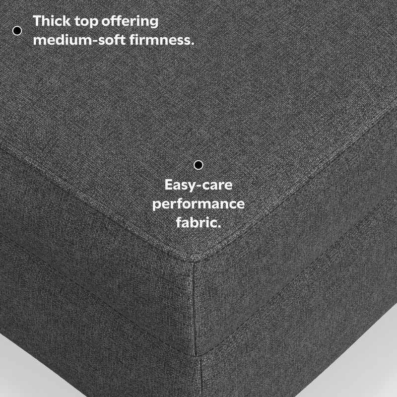 Ava Pebble Grey Upholstered Ottoman with Metal Legs
