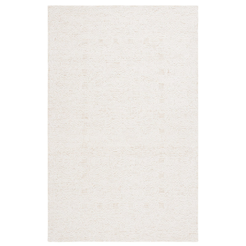 Kaylaanne Hand Tufted Wool Cotton with Latex Geometric Rug in Ivory/Gold, Rectangle 6' x 9'