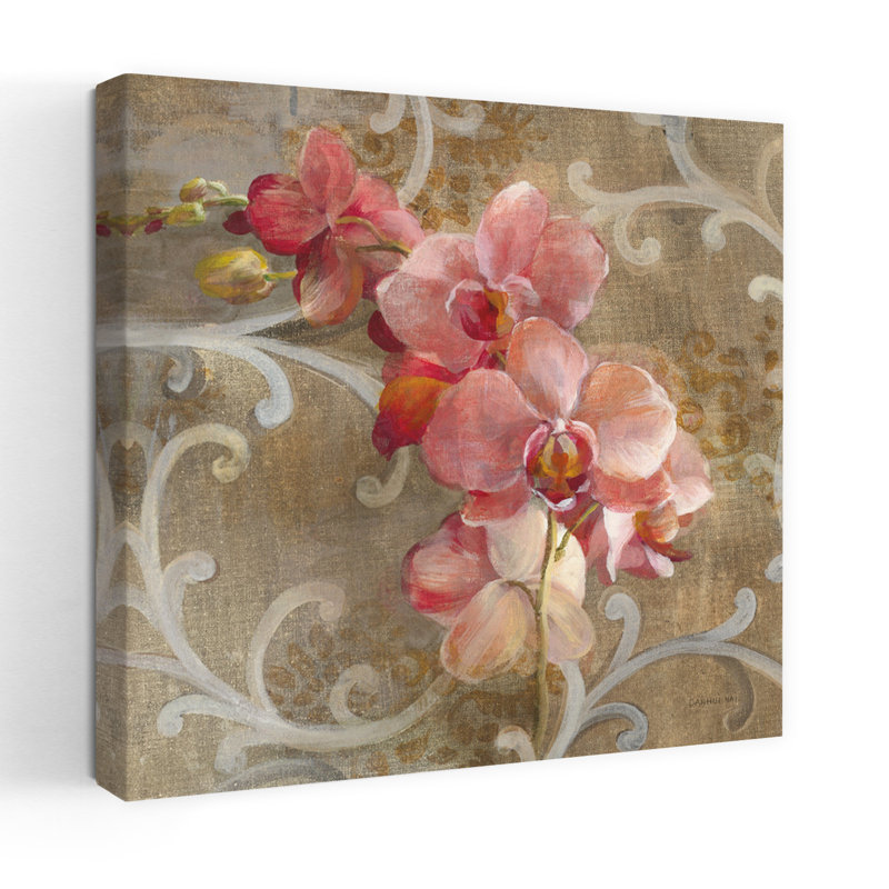 Art contemporain orchidée rose, H 18 po x l 18 po