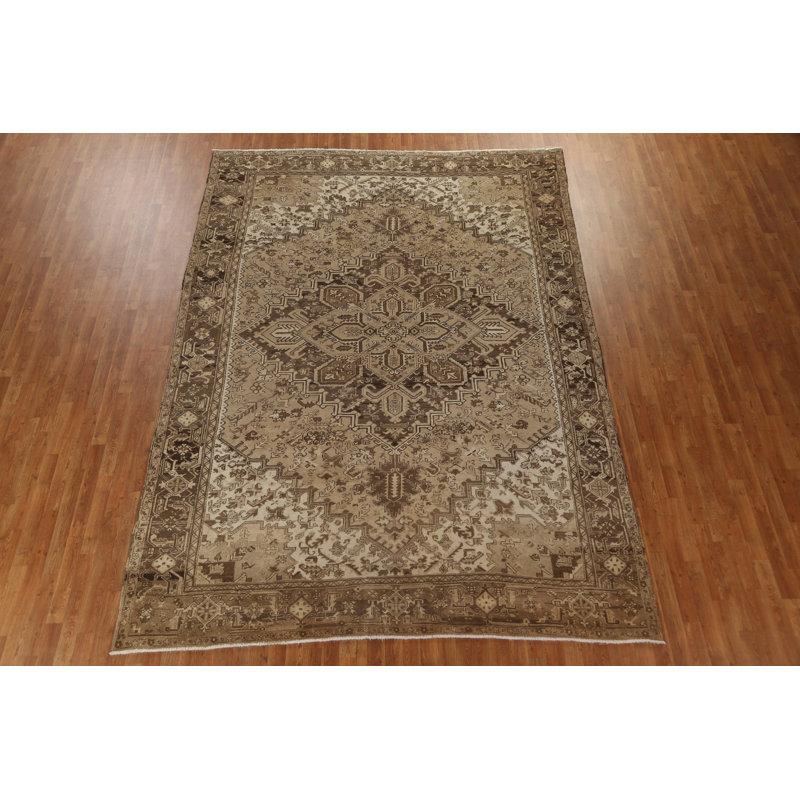 Tapis en laine à motif persan Heriz en laine noué à la main 9 x 12