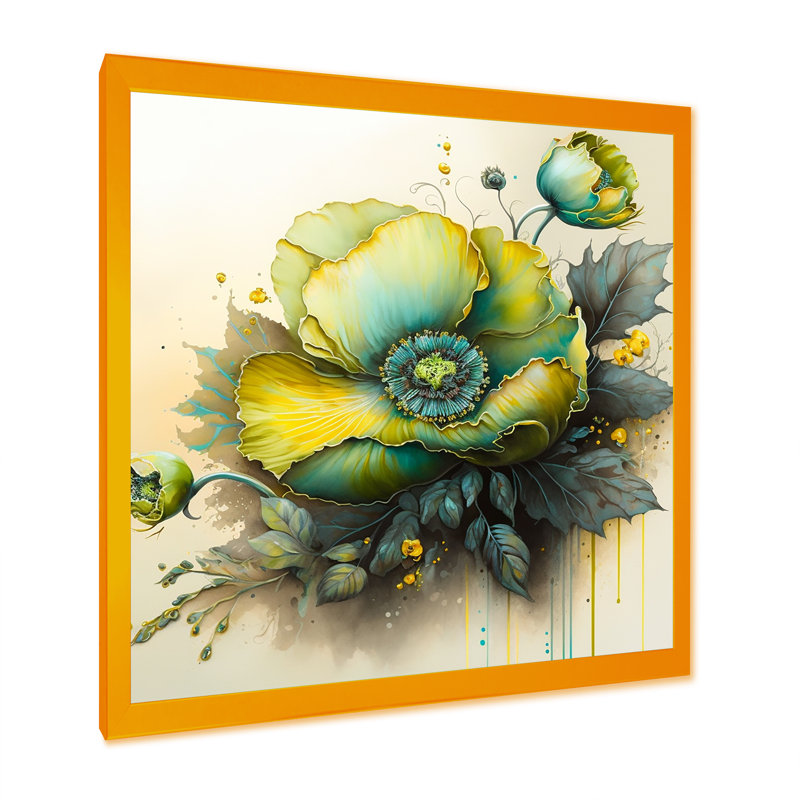 Green Blooming Flower II - peinture sur toile, Impression dorée sur toile encadrée, H 36 po x l 36 po x P 1,5 po