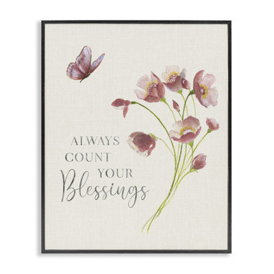 Count Your Blessings Florals Framed Giclee, design by Janet Tava