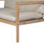 Causeuse d'extérieur en bois d'acacia avec table basse, structure en teck clair, coussin beige