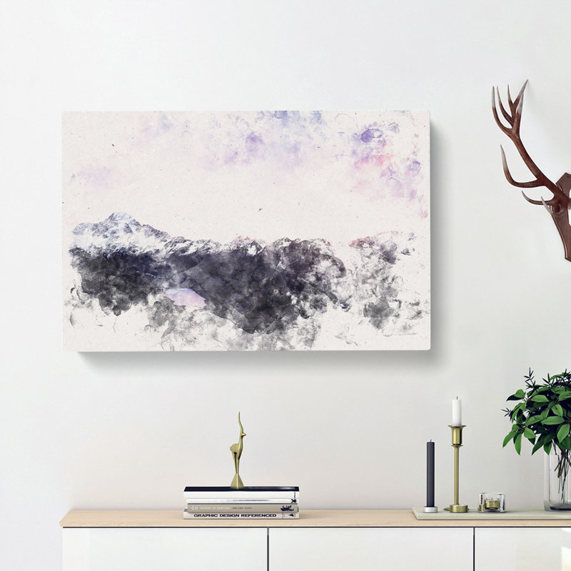 Sunrise over Aoraki Mount Cook Watercolour - Wrapped Canvas, 50cm H x 76cm W x 3cm D