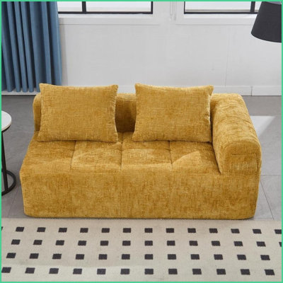 Causeuse moderne et minimaliste - Tissu chenille anti-froissement, conception ergonomique pour le salon / la chambre à coucher | Chenille | Dossier rembourré | Accoudoirs évasés