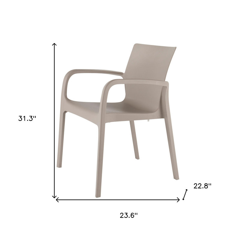 Ensemble de deux chaises de salle à manger d'extérieur en plastique robuste taupe