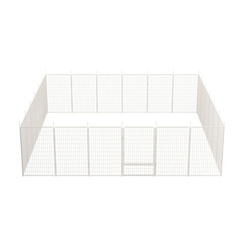 Panneaux de enclos pour chien multi-tailles en métal avec 2 portes, H 50 po x l 491,2 po x P 0,63 po, Blanc