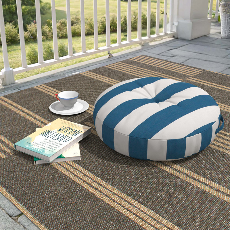 Housse de coussin circulaire avec insert Sunbrella, Cabana Regatta rayé, Circulaire 22 po