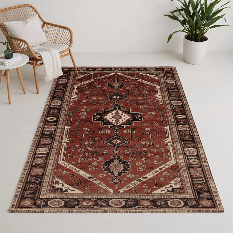 Turkish Brown Indoor and Outdoor Area Rug, Rectangle 5' x 7'