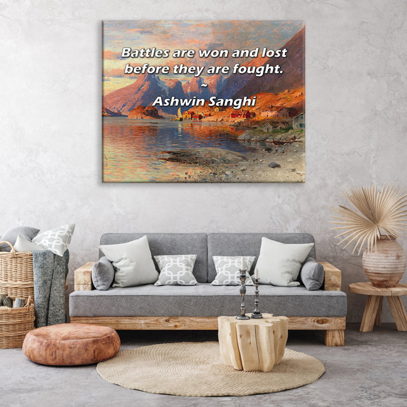 Latitude Run® Gallery Wrapped Canvas By Ashwin Sanghi: "Battles are won and lost before they are foug, 33" H x 48" W