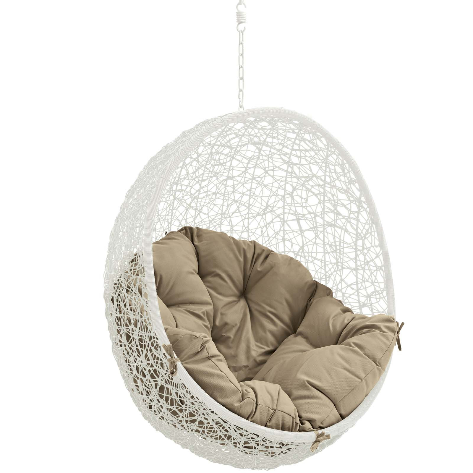 Modway Hide Outdoor Patio Swing Chair Without Stand, White/Mocha