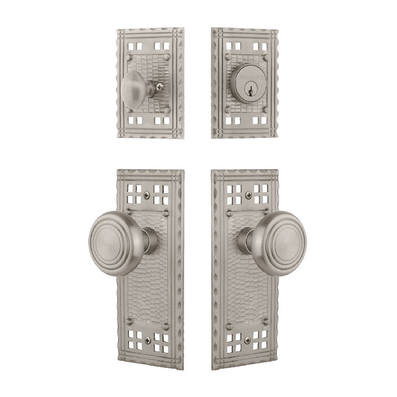 Nostalgic Warehouse Craftsman Entry Set with Deco Knob, Satin Nickel, 2.75