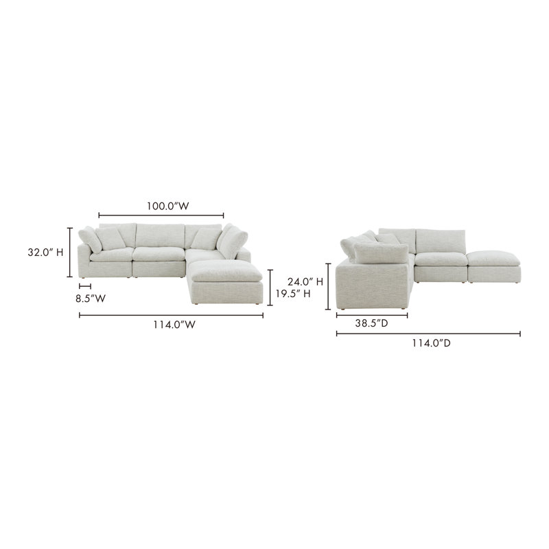 Terra Condo Dream Modular Sectional Livesmart Fabric Cream, Light Gray Livesmart®