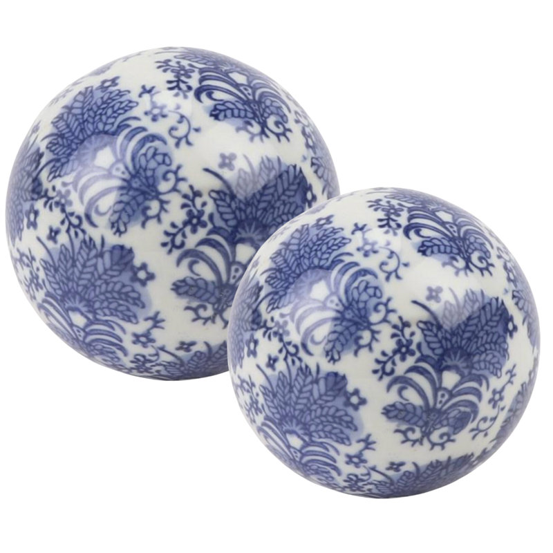 Feather Porcelain Ball, 4" H x 4" W x 4" D