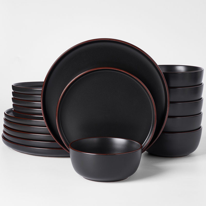 Bevery Piece Stoneware Dinnerware Set - Service for 6, Black
