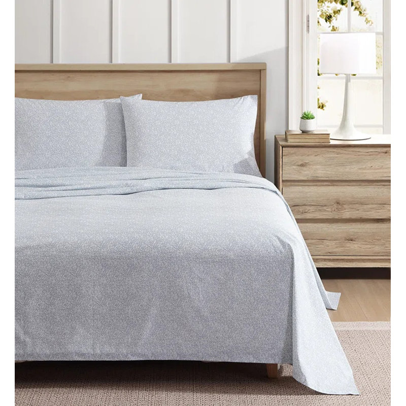 Ensemble de draps en percale de coton Shasta Lake , Ensemble de draps pour très grand lit avec 2 taie, Petite fleur