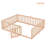 Queen Size Wood Floor Bed Frame With Fence And Door, Natural-202598690-202598695